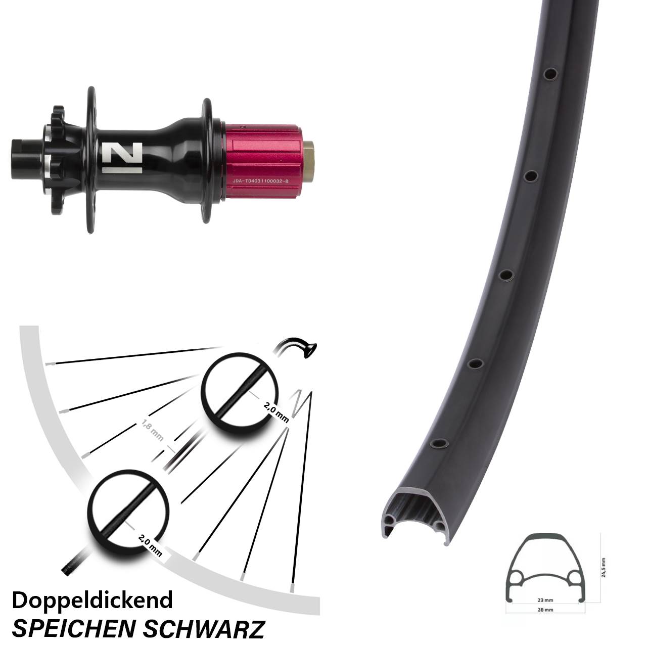 Hinterrad 6-Loch 28-29 Zoll Ambrosio Sport Novatec D792 8-12 fach 12x142