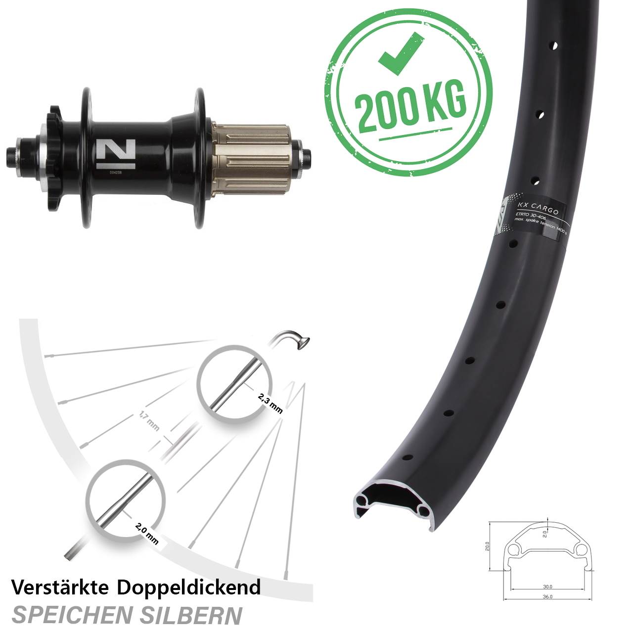 6-Loch Hinterrad für Schnellspanner 26 Zoll KX Cargo Novatec D042 8-11 fach HG