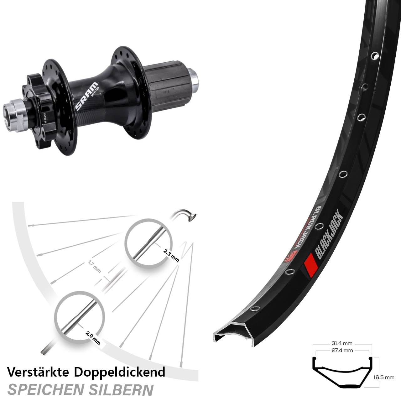 Rodi Ready 27 Sram 746 29 Zoll Disc Laufrad 12x148 8-11 fach HG