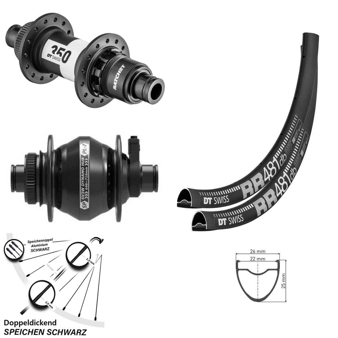 Laufrad-Satz 12x100/142 28 Zoll DT Swiss RR 481-350 Shutter PL-7 XDR 11-12 fach