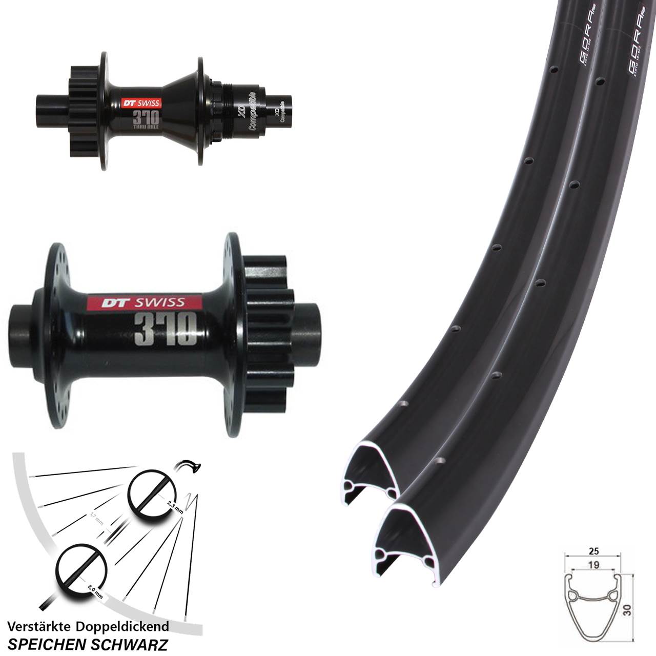 28 Zoll Gora Plus DT Swiss 370 Disc Laufradsatz 12x100/142 SRAM XD