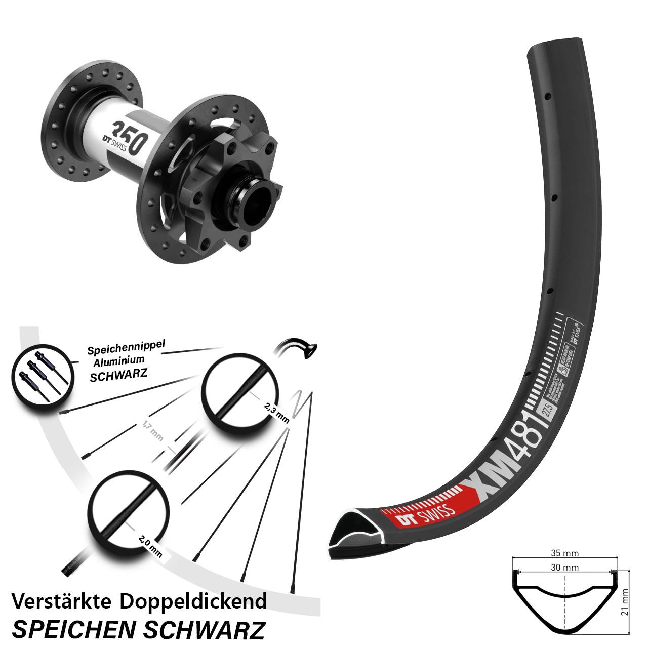 XM481 DT Swiss 350 27,5 Zoll Disc Laufrad 15x110 Boost
