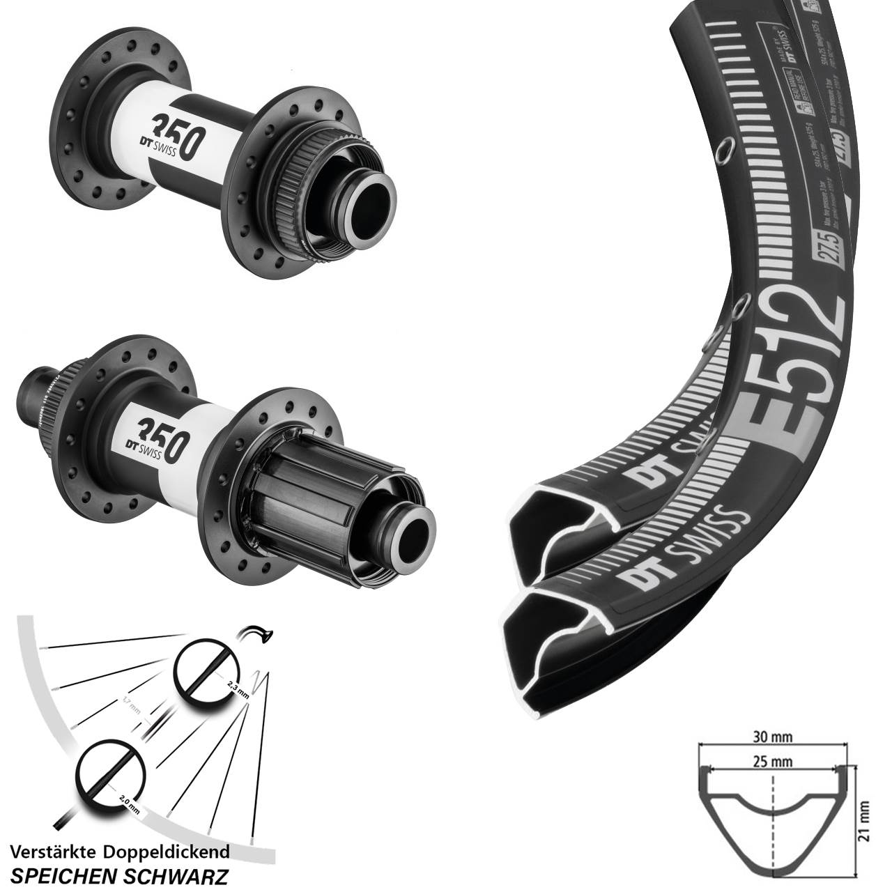 DT Swiss E512-350 Centerlock 29 Zoll Laufradsatz 15x110 12x148 Boost 8-11 fach