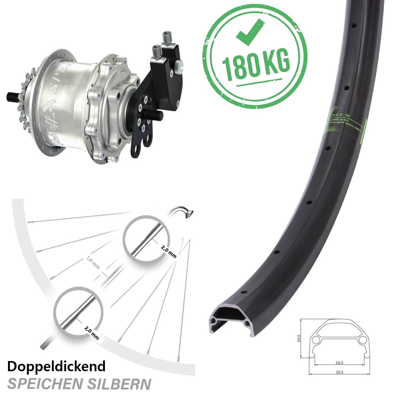 Disc Hinterrrad 650B KX Evo Rohloff 500/14 TS DB Tandem