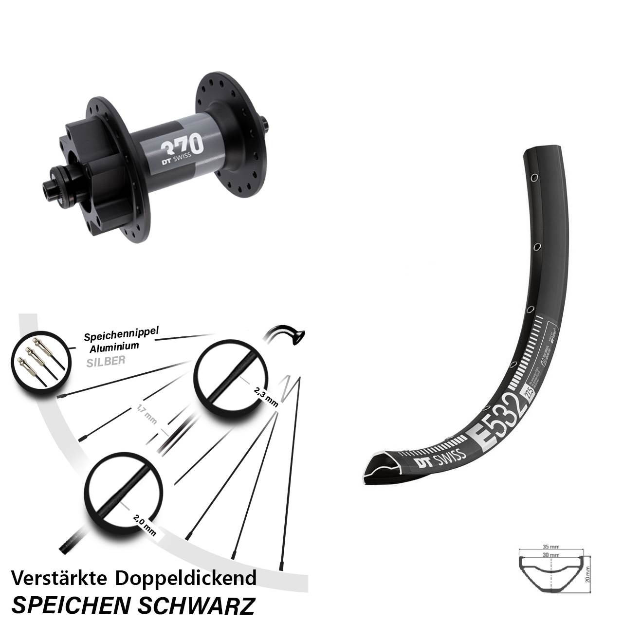 DT Swiss E 532-370 29 Zoll Disc Vorderrad QR