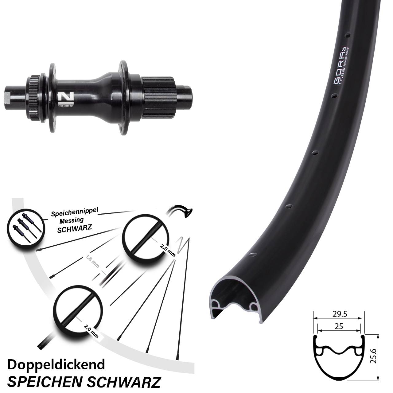 Disc Laufrad 29 Zoll Gora 25 Novatec D792SB Micro Spline 12x142