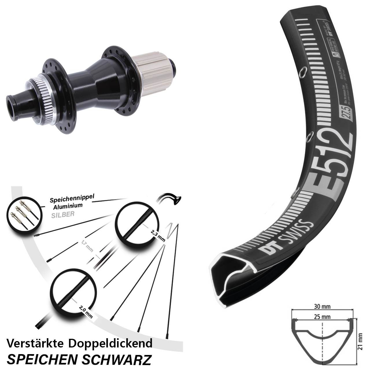 Centerlock 29 Zoll Hinterrad 12x142 DT Swiss E512 Novatec CL142 8-12 fach HG