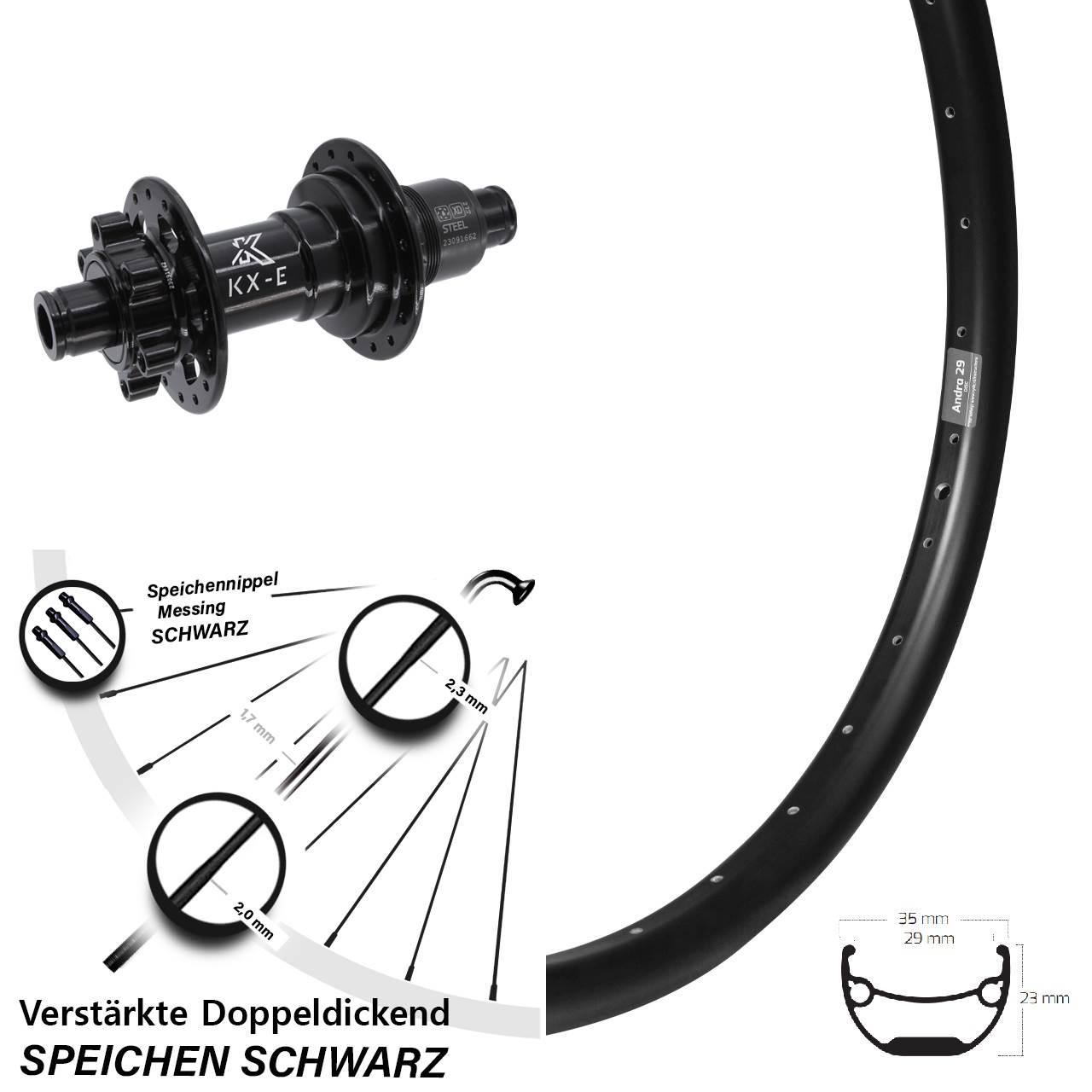 Ryde Andra 29 KX-E 26 Zoll Disc Laufrad 12x148 XD 11-12 fach