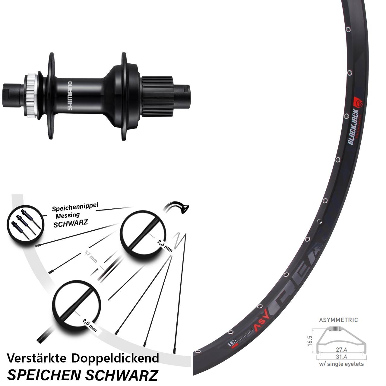 Rodi Ready27 Shimano FH-MT510B 29 Zoll Hinterrad Centerlock 12x148 Boost Micro Spline