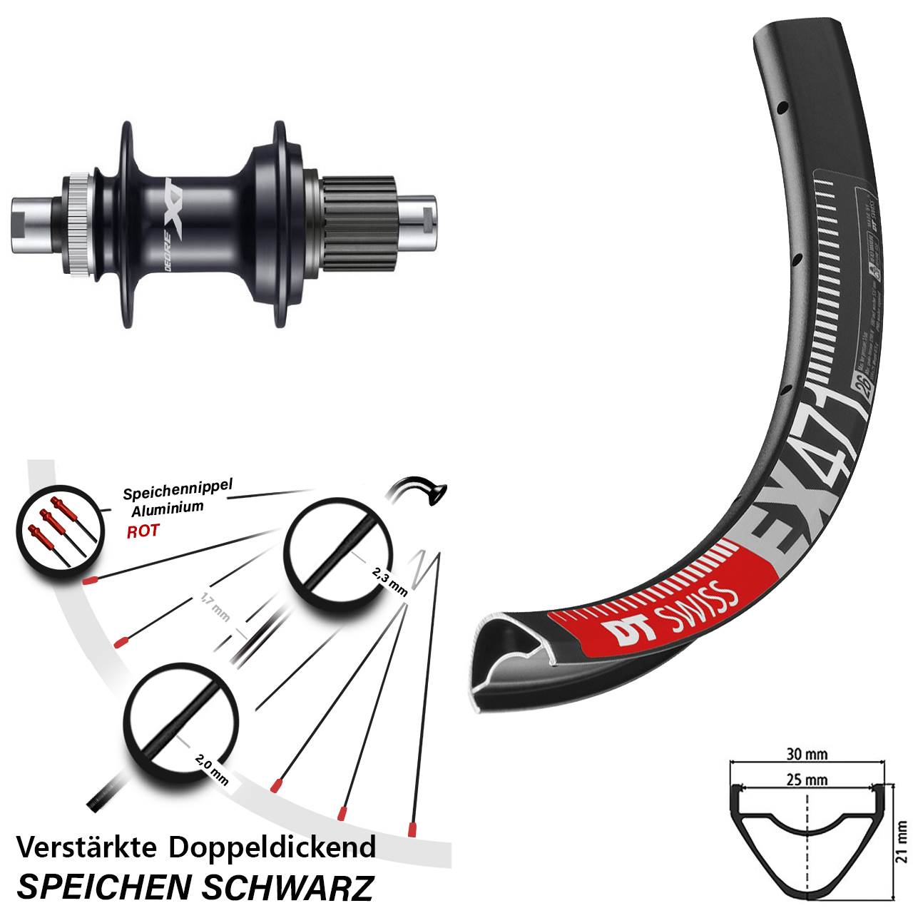 Shimano FH-M8110 DT Swiss EX 471 Hinterrad 26 Zoll für Steckachse mit Micro Spline