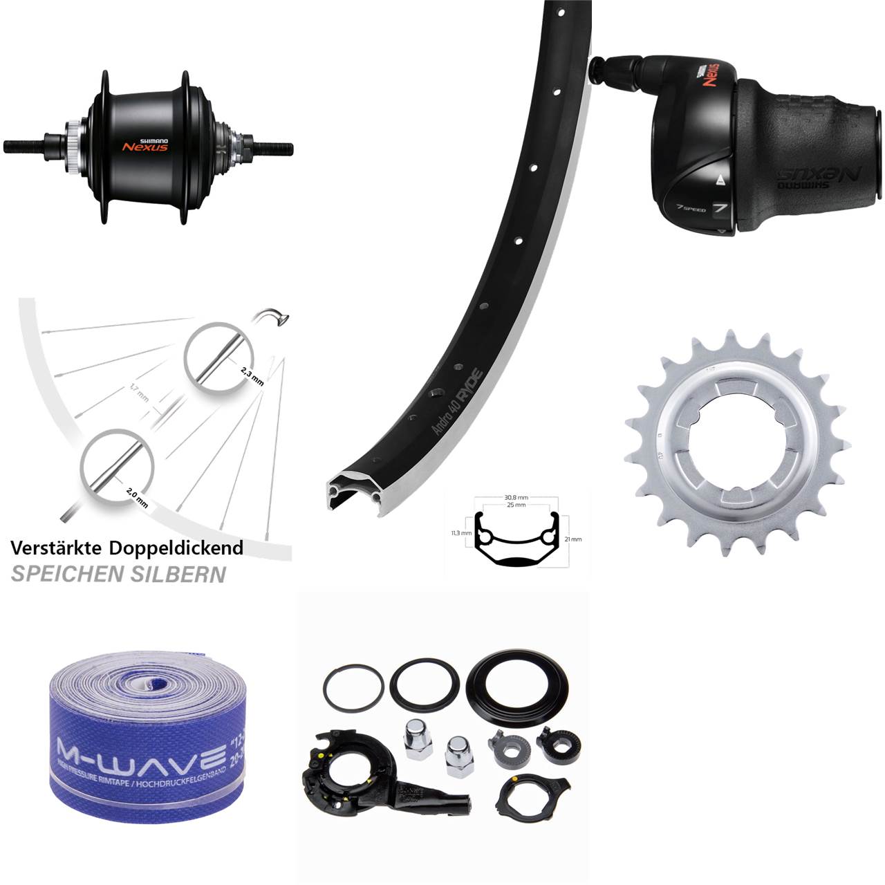 28 Zoll Ryde Andra 40 Hinterrad Shimano Nexus 7 Gang
