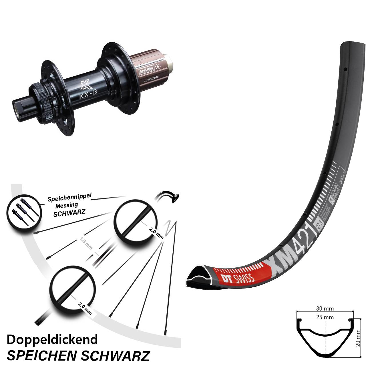 29 Zoll DT Swiss XM 421 KX-B Boost Disc Laufrad 12x148 Boost 8-12 fach