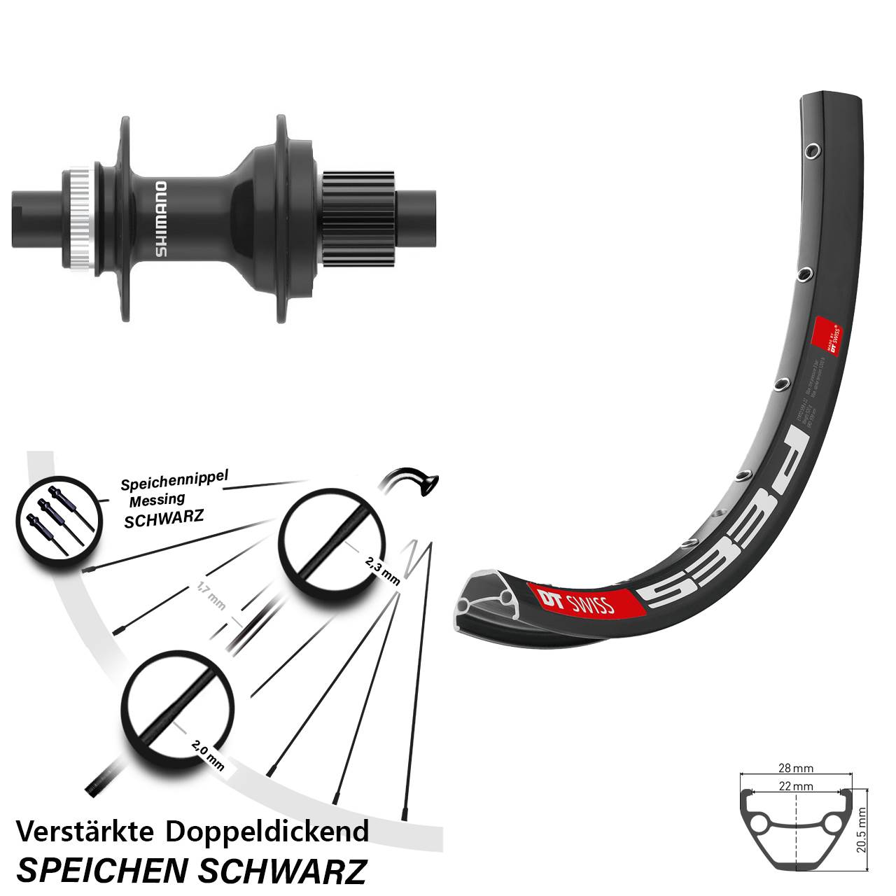29 Zoll DT Swiss 533 D Shimano FH-MT410 Disc Hinterrad 12x142 Micro Spline