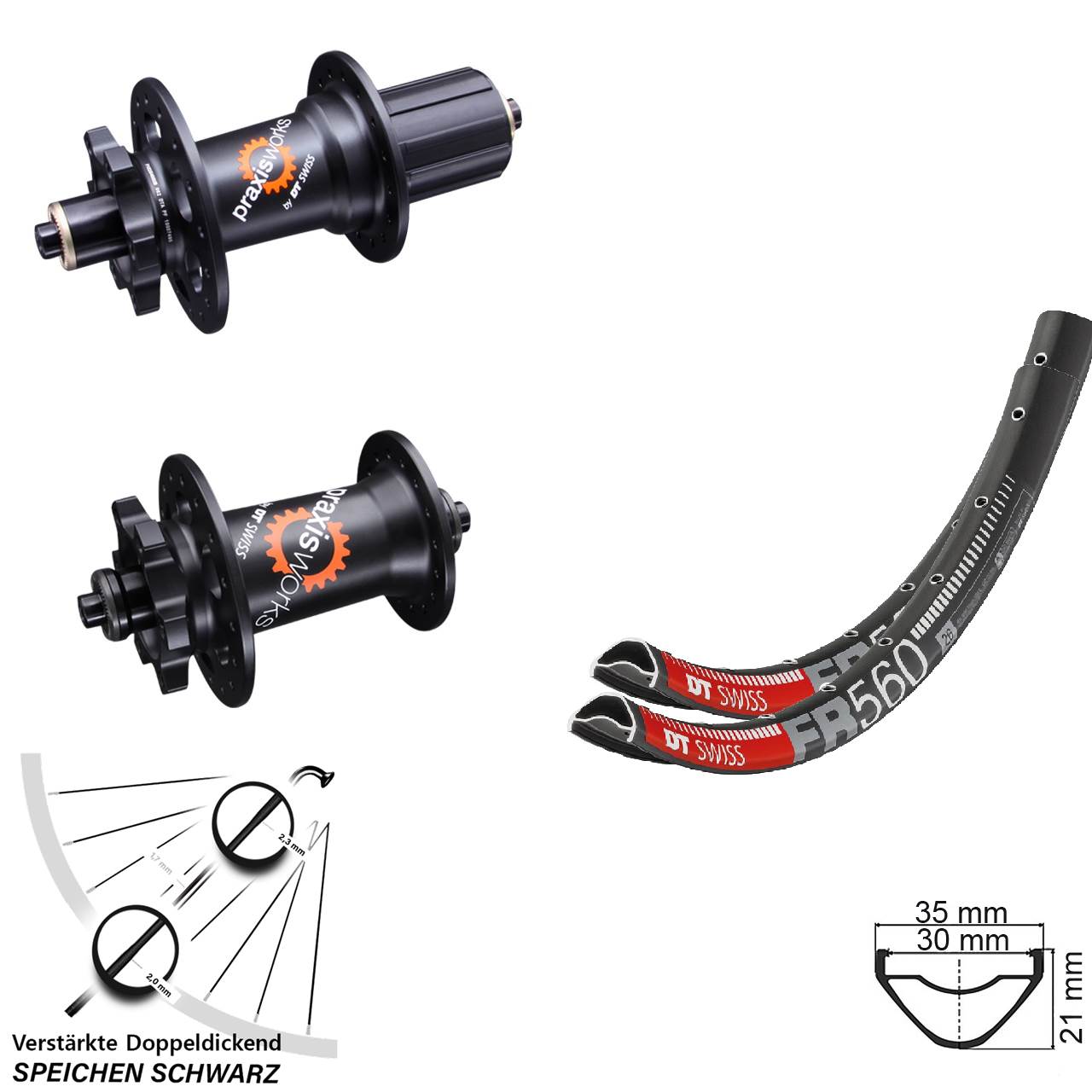 Disc Laufrad-Satz für Schnellspanner 26 Zoll DT Swiss FR560 350 6-Loch 8-11 fach