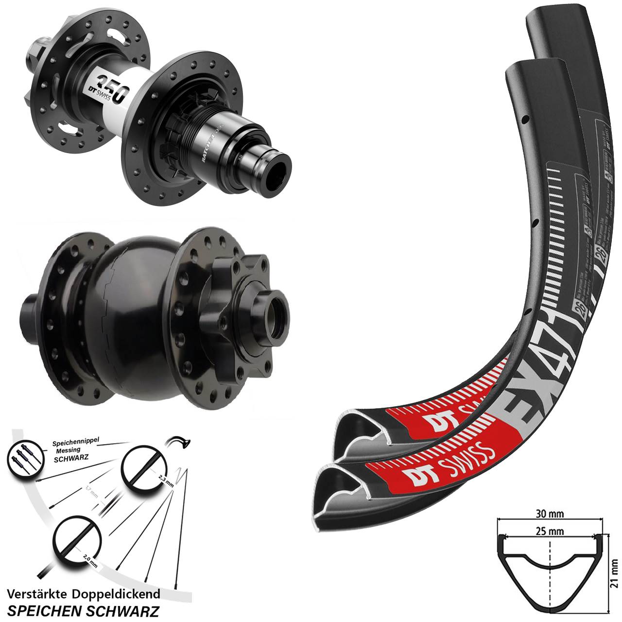 27,5 Zoll DT Swiss EX 471 350 DEG72 SON 28 Disc Laufradsatz 15x110 12x148 XD 11