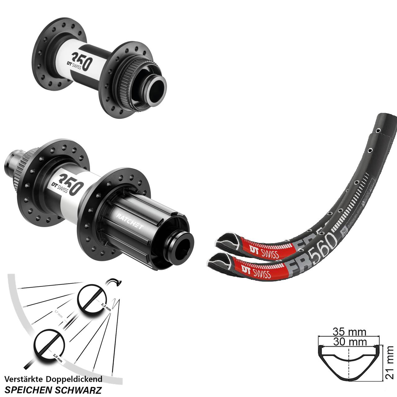 Centerlock Laufradsatz 15x100 12x142 26 Zoll DT Swiss FR 560-350 8-11 fach