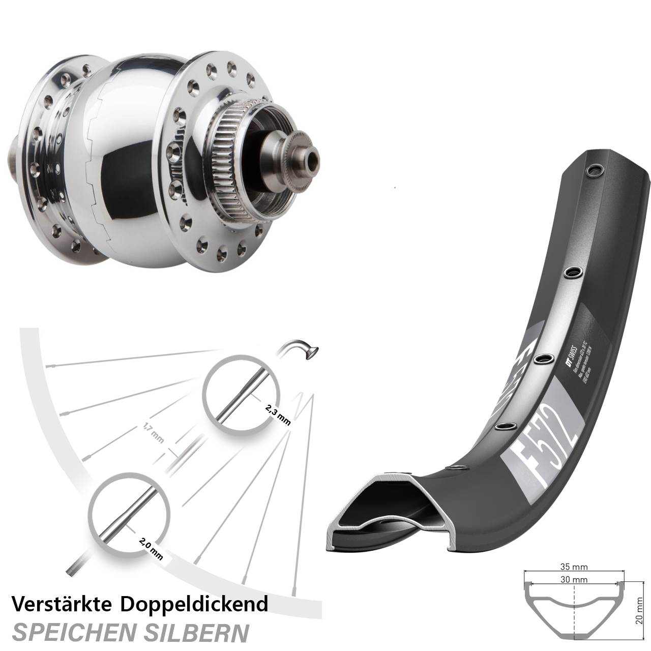 Disc Vorderrad mit Nabendynamo QR 29 Zoll DT Swiss F 572 SONdelux