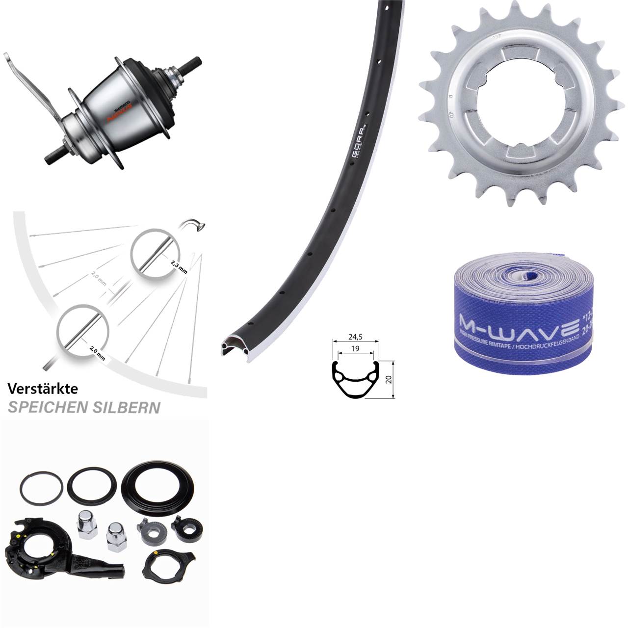26 Zoll Hinterrad Shimano SG-C3001 7 Gang Rücktritt Gora 19