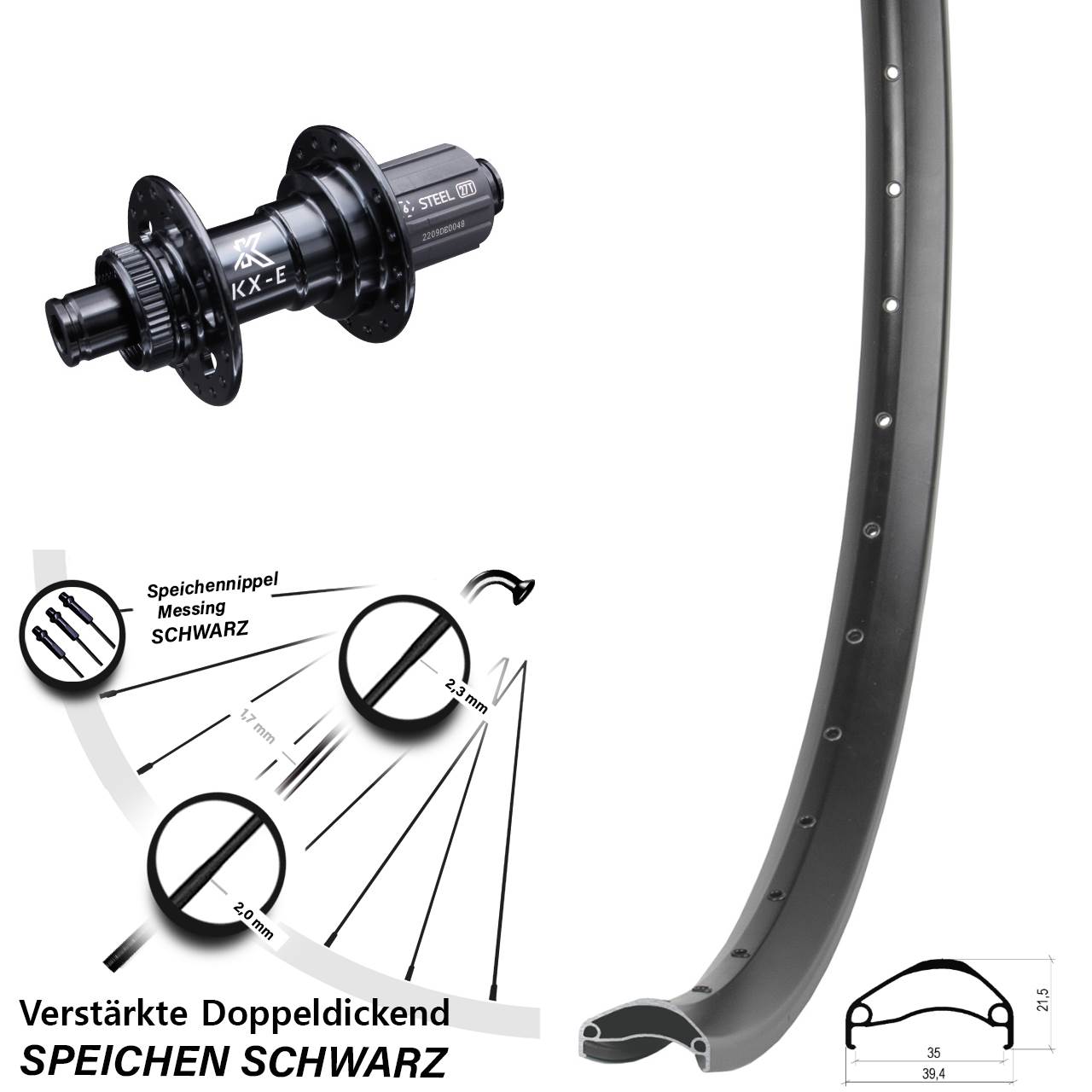 Centerlock Hinterrad 12x142 27,5 Zoll Ambrosio E35 KX-E 8-12 fach HG