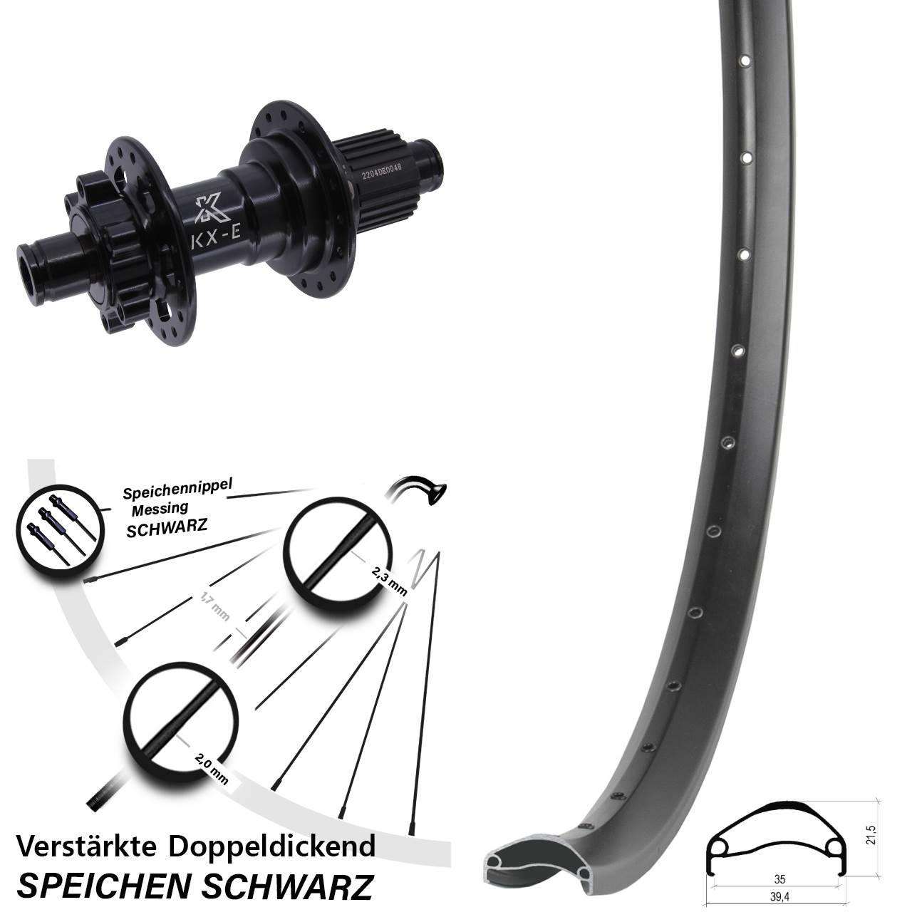 Disc Hinterrad 27,5 Zoll Ambrosio E35 KX-E Shimano Micro Spline 12x142