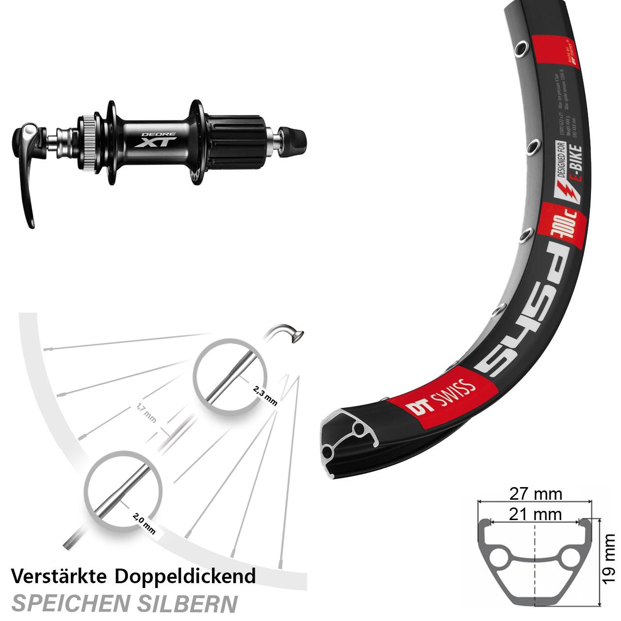 DT Swiss 545d Shimano XT 28 Zoll Disc Hinterrad 8-11 fach QR