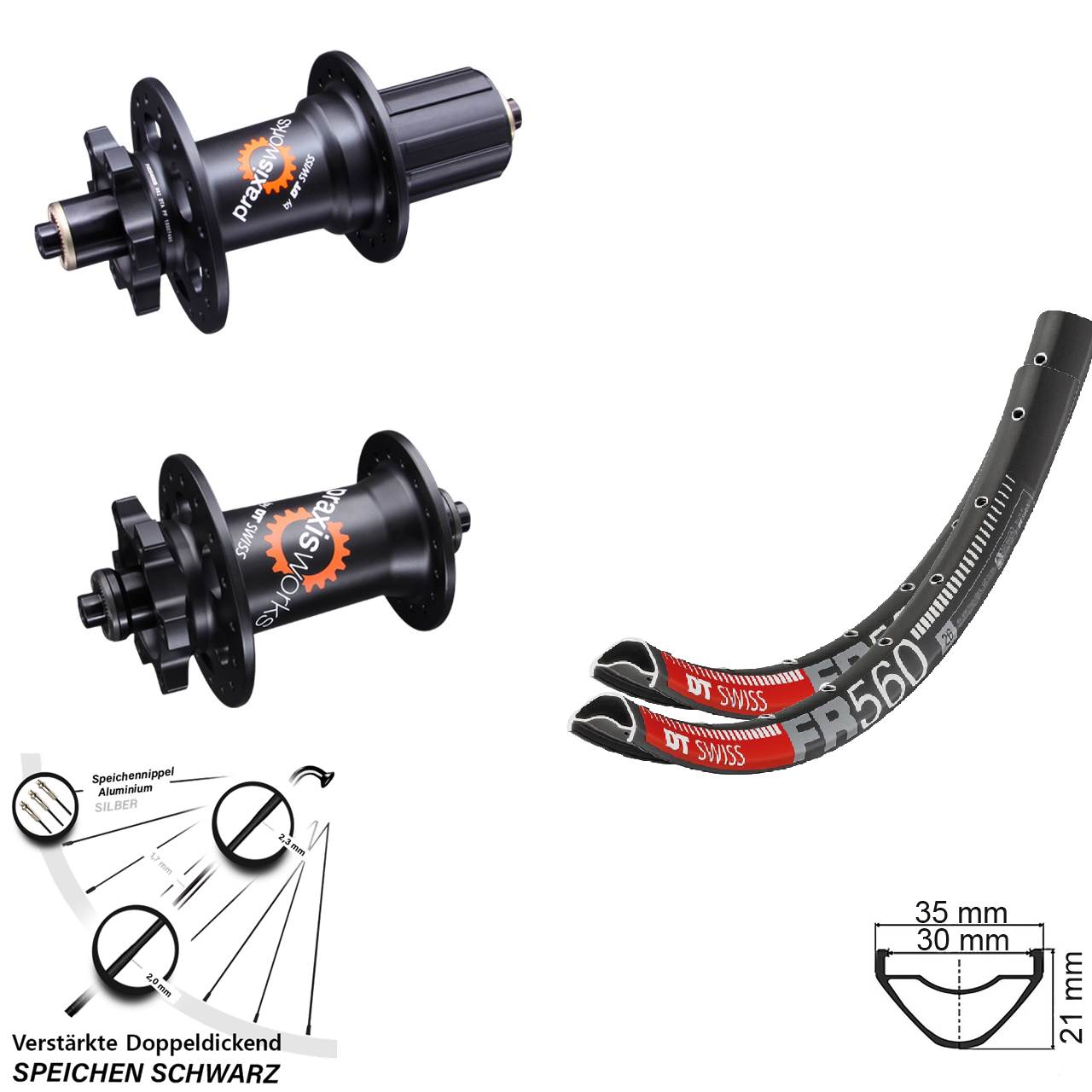 Disc Laufrad-Satz für Schnellspanner 26 Zoll DT Swiss FR560 350 6-Loch 8-11 fach