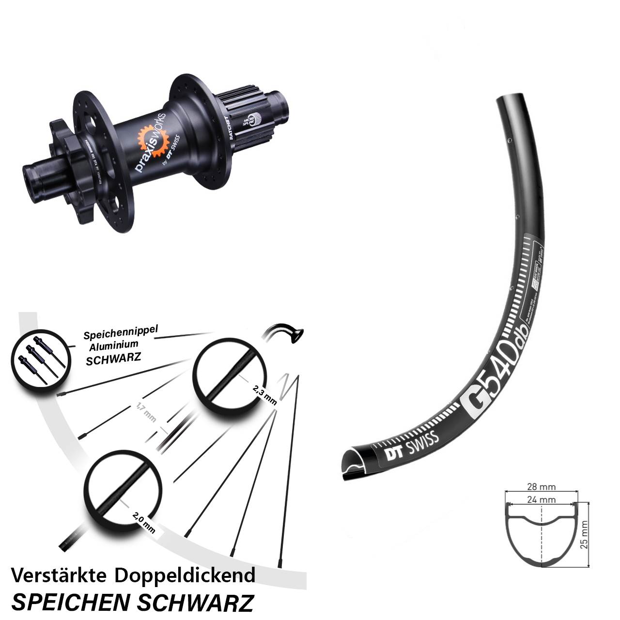 Disc Laufrad 12x142 29 Zoll DT Swiss G 540 350 Shimano Micro Spline