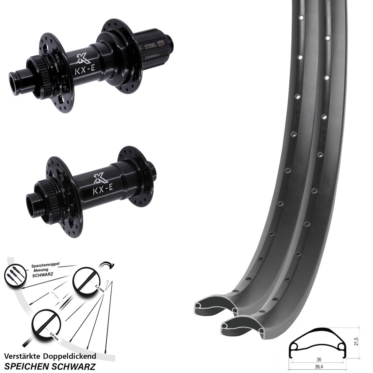 Ambrosio E35 KX-E Heavy Duty 29 Zoll Centerlock Laufradsatz 15x110 12x148 8-12 fach