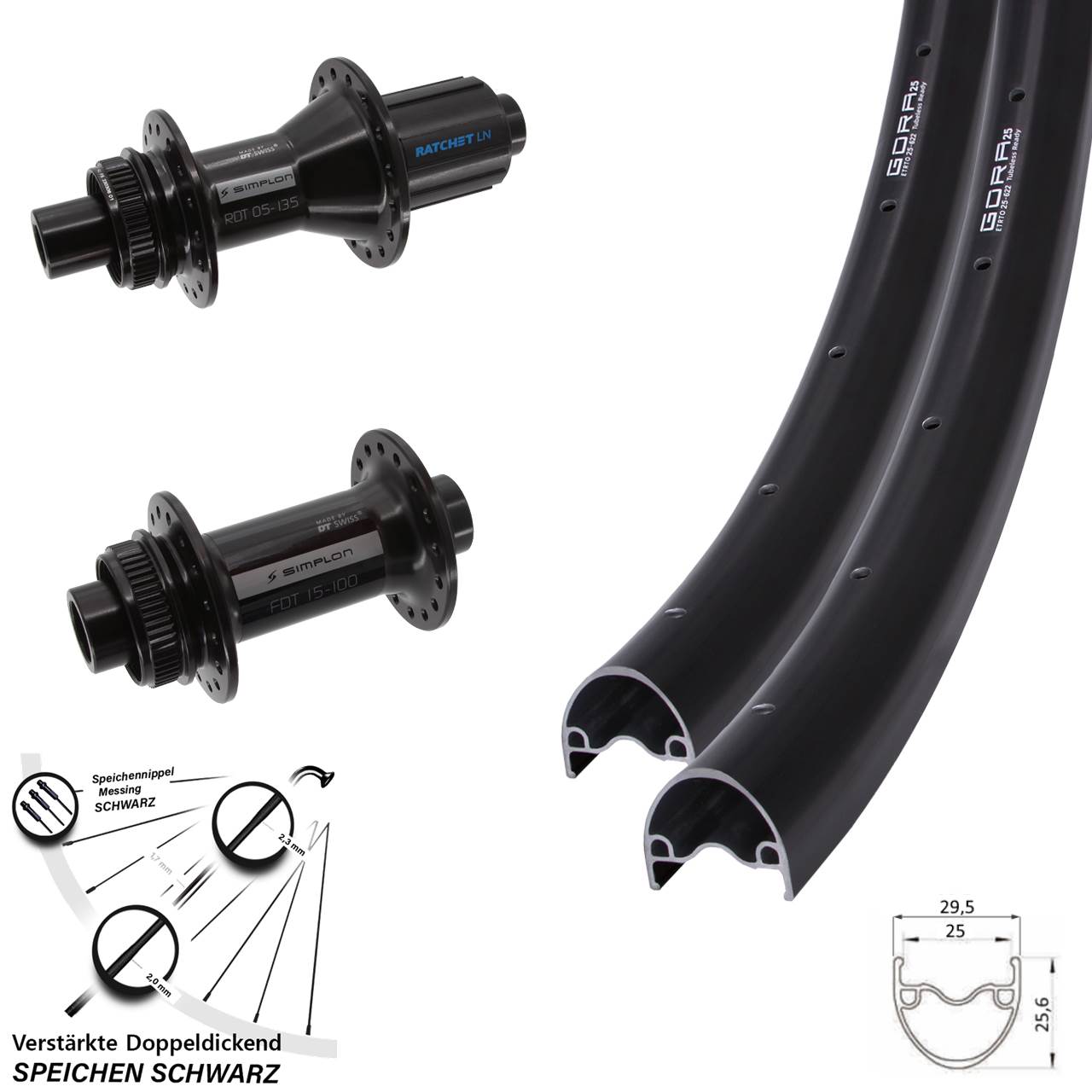 Laufradsatz Centerlock 28 Zoll Gora 25-370 DT Swiss 370 Hybrid 8-11 fach HG 12x100/142