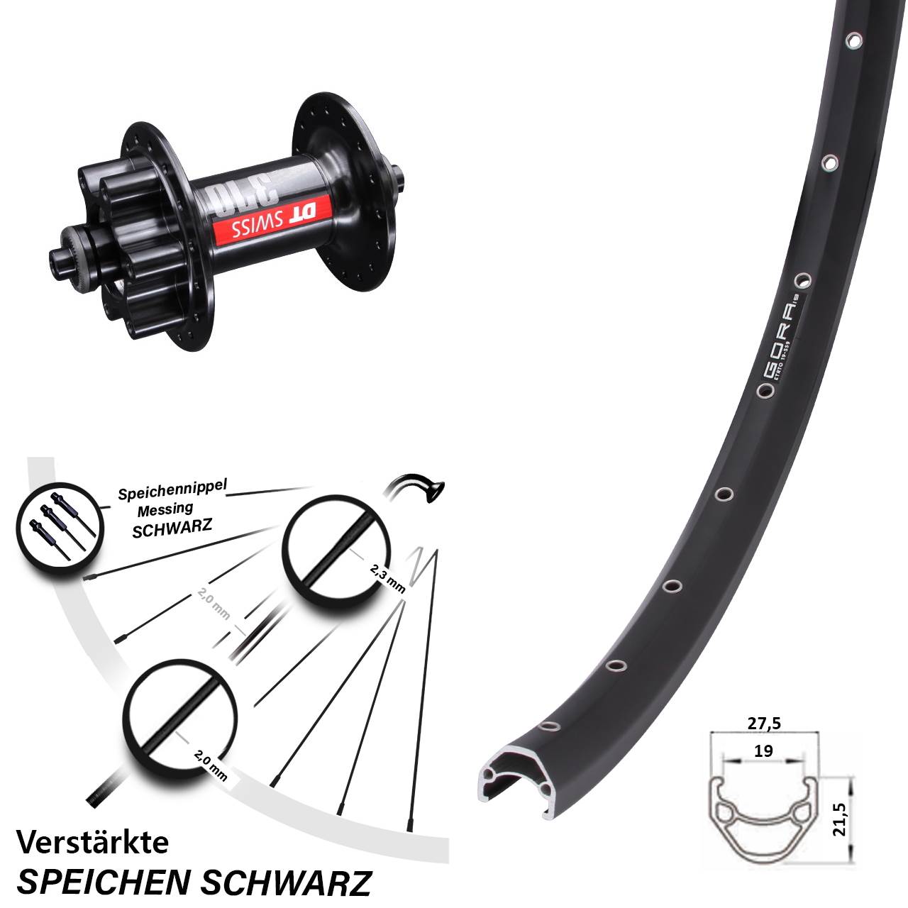 28-29 Zoll Gora 19 DT Swiss 370 Vorderrad 6-Loch QR