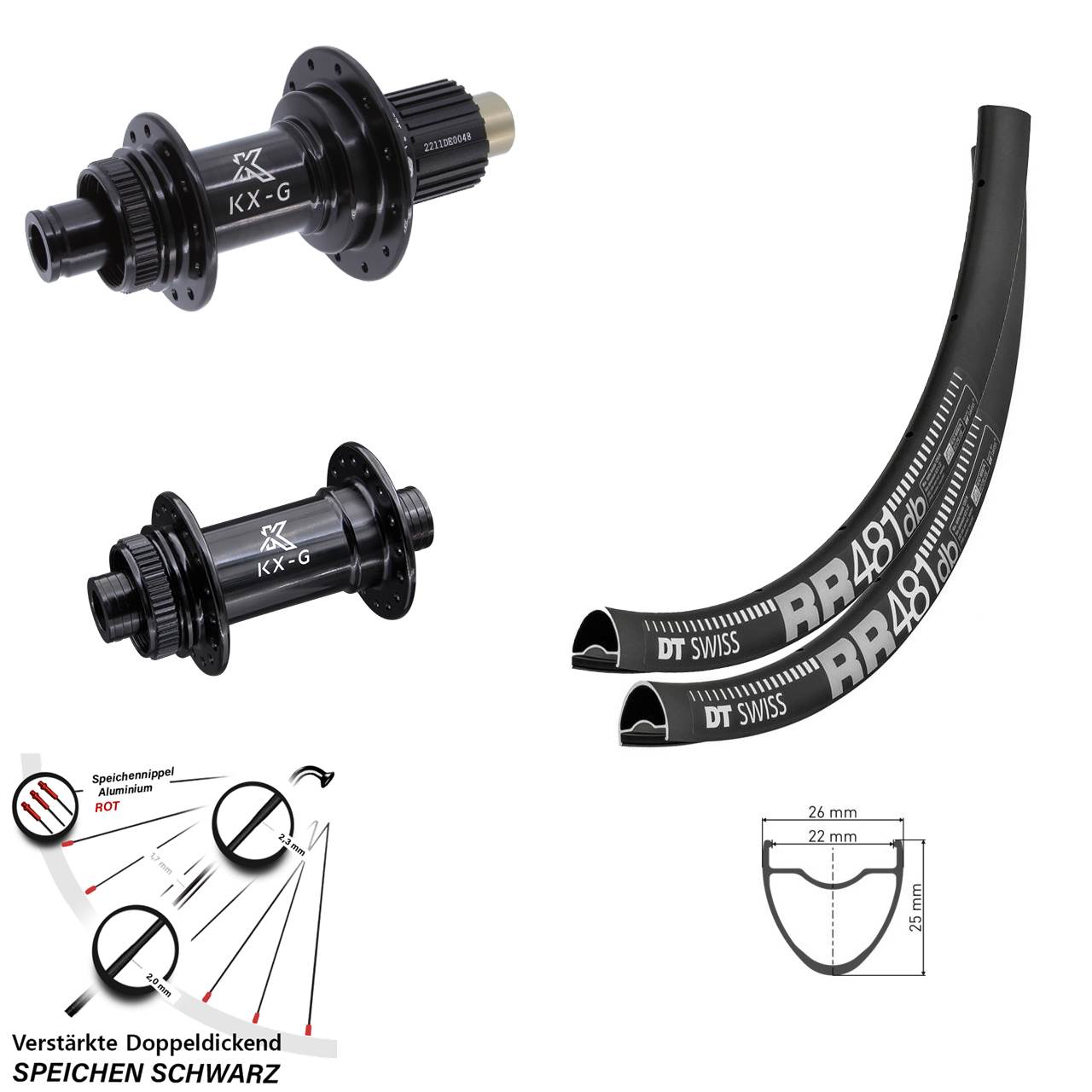 Laufradsatz Centerlock 28 Zoll DT Swiss RR481 KX-G Shimano Micro Spline 15x100 12x142
