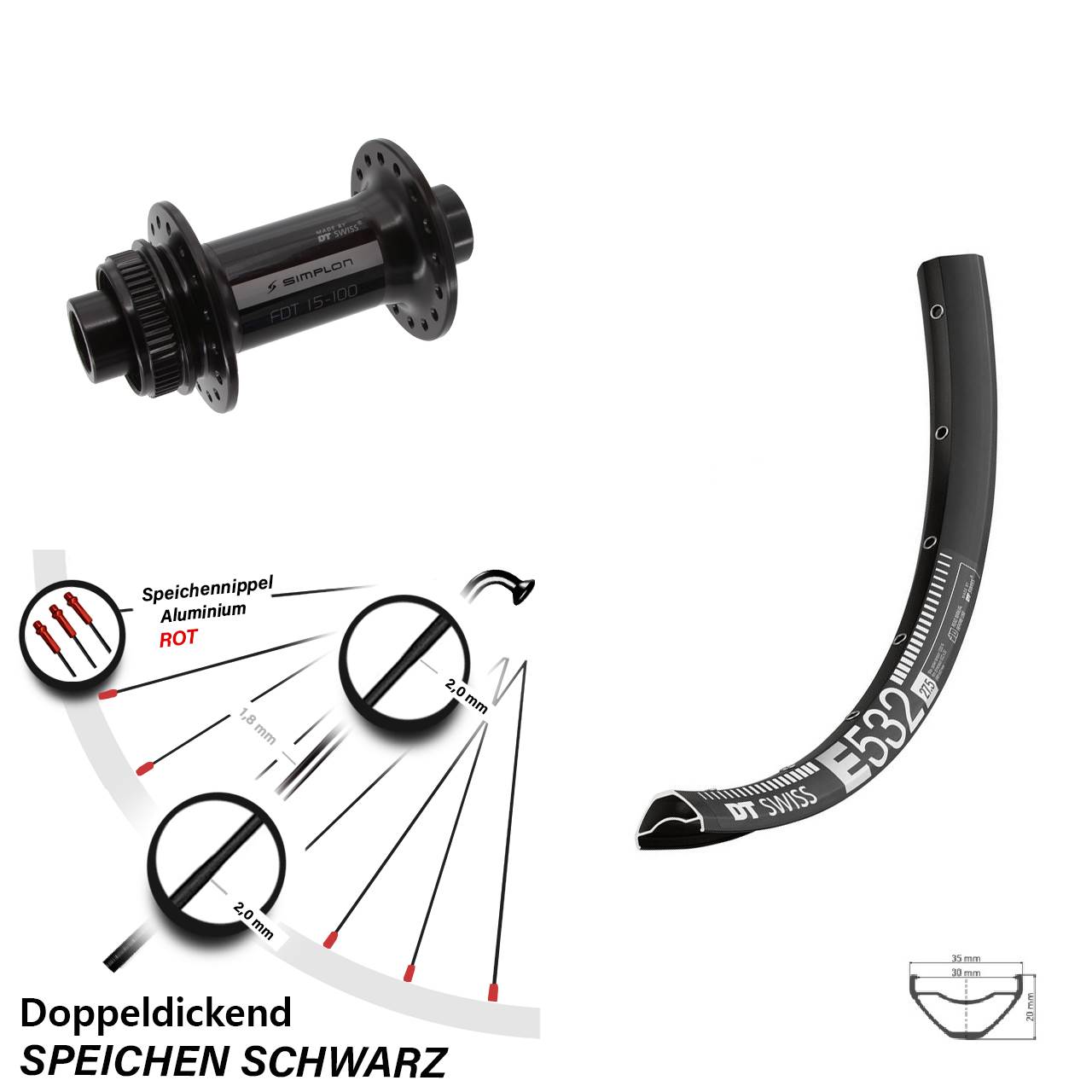 29 Zoll DT Swiss E532-370 Disc Laufrad 15x100