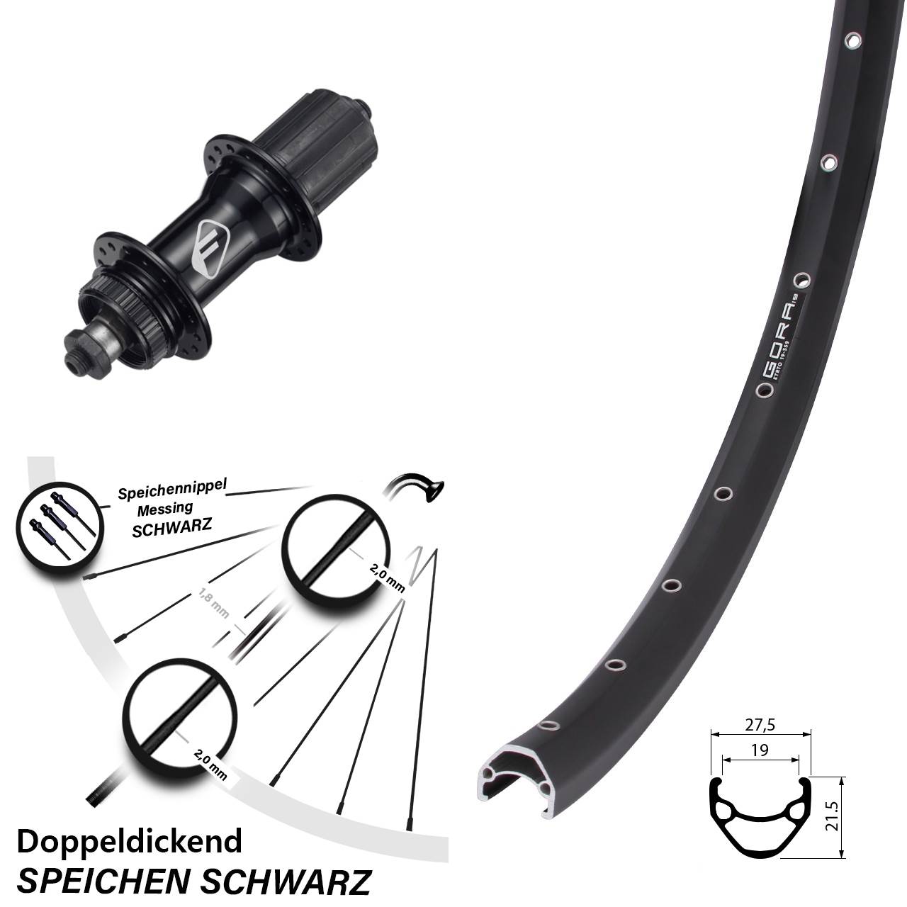 Gora 19 Formula CL52 650B Disc Laufrad QR 8-11 fach HG