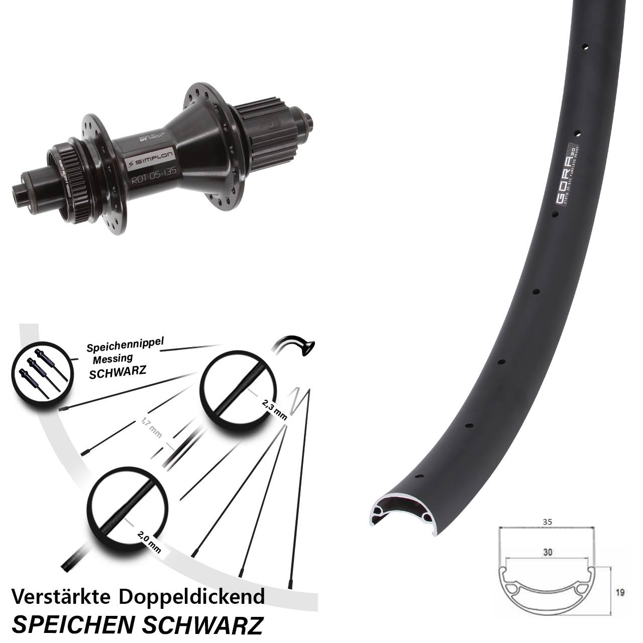 Disc Hinterrad 26 Zoll Gora 30 DT Swiss 370 Hybrid Micro Spline für Schnellspanner