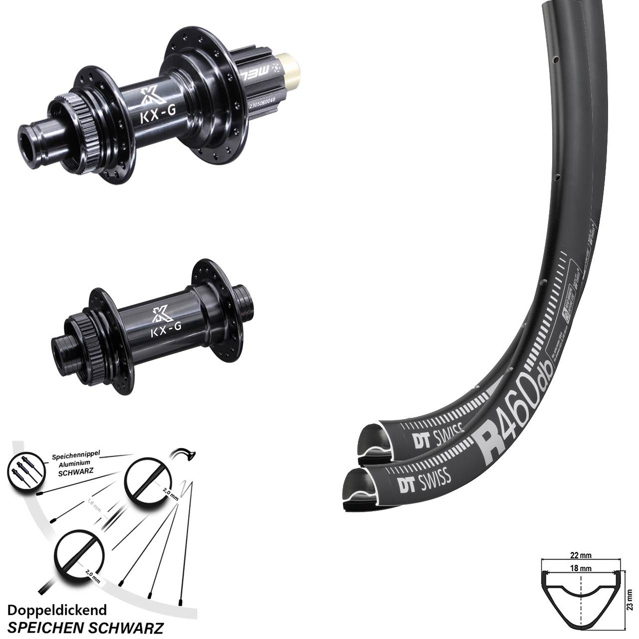 Laufradsatz 28 Zoll DT Swiss R 460 Steckachse KX-R schwarz Campagnolo N3W Centerlock