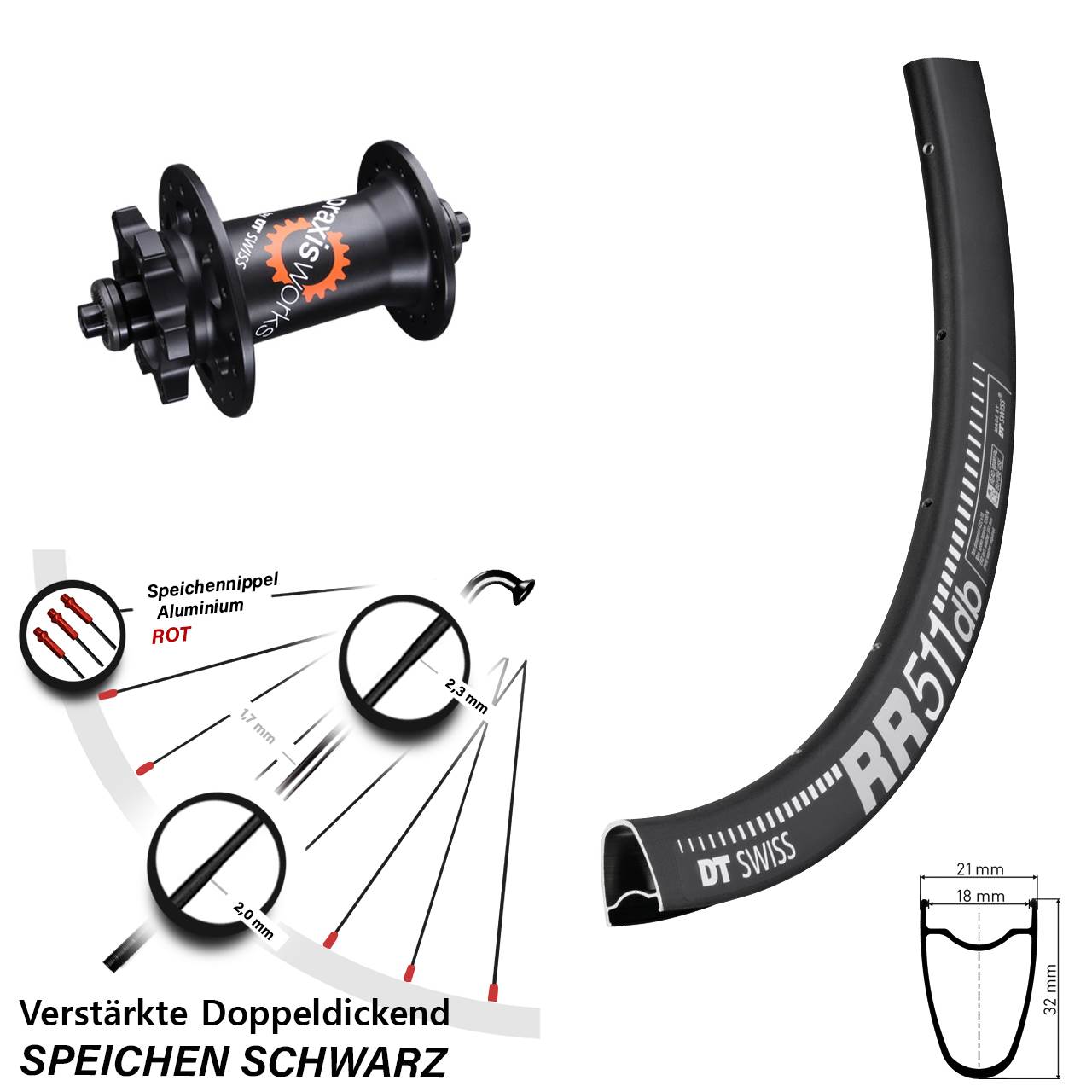 Disc Laufrad 28 Zoll DT Swiss RR 511 DT Swiss 350 QR für Schnellspanner