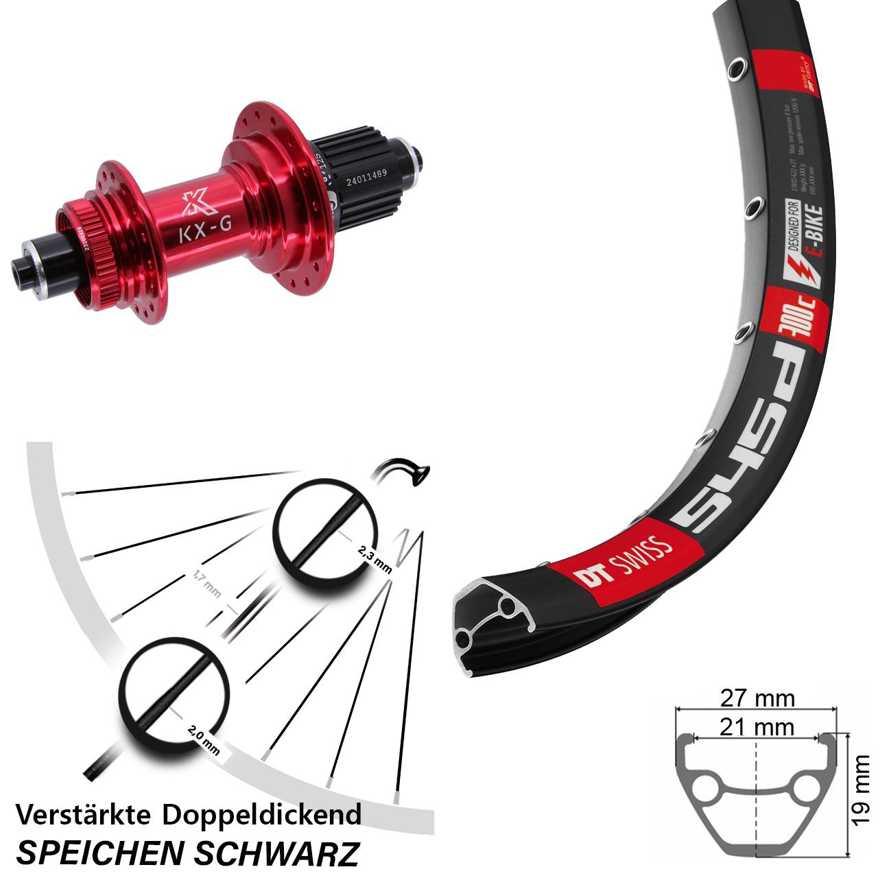 DT Swiss 545d KX-G rot 29 Zoll Disc Hinterrad QR Micro Spline