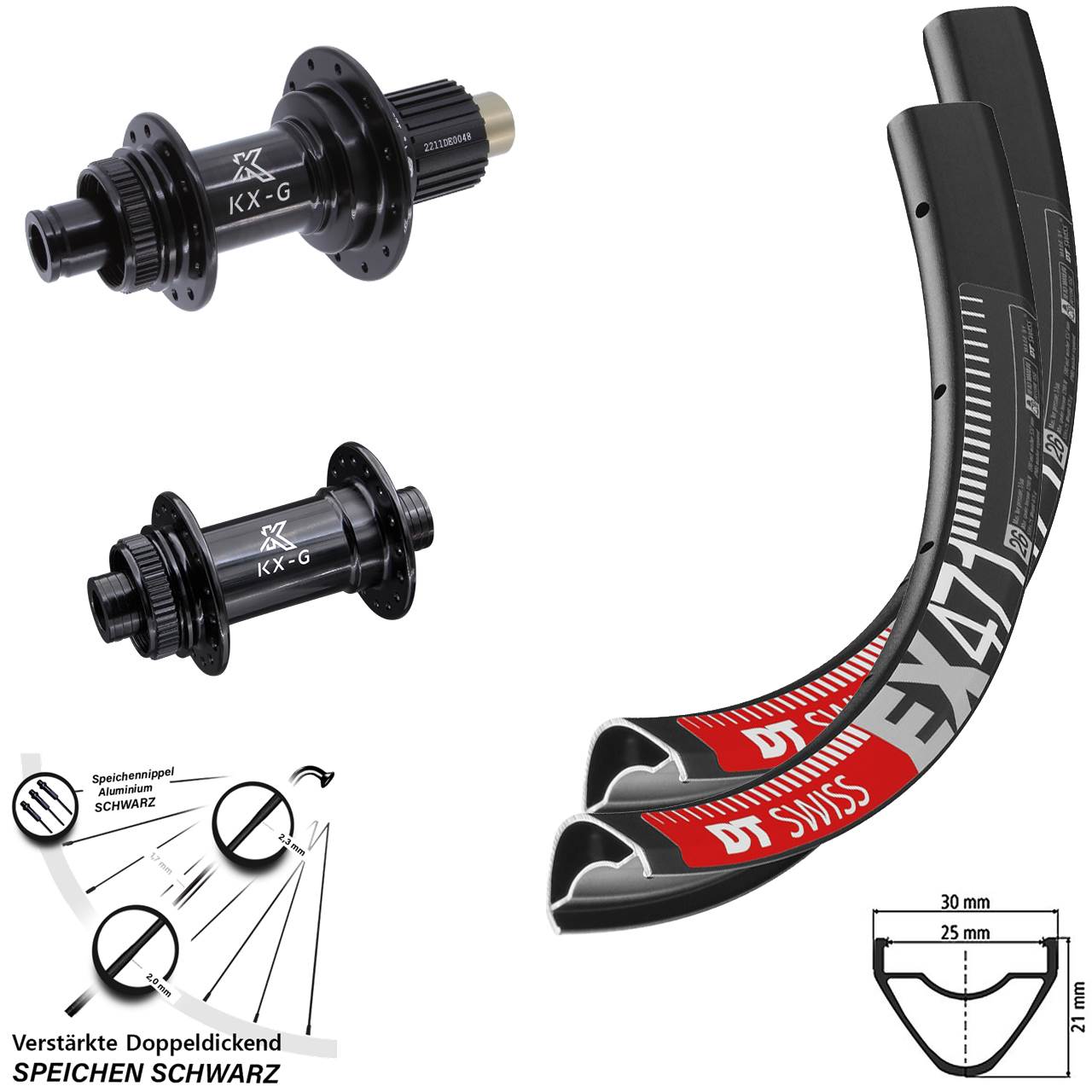 Laufradsatz Centerlock 650B DT Swiss EX 471 KX-G Micro Spline 12x100/142