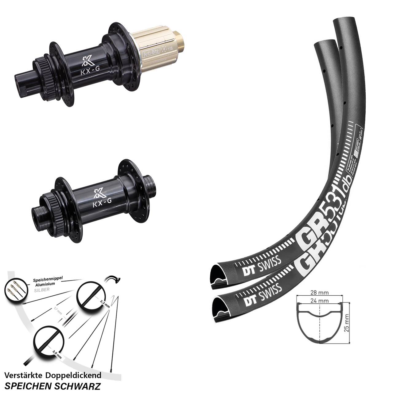 Laufradsatz Centerlock 12x100/142 29 Zoll DT Swiss GR531 KX-G 8-12 fach HG