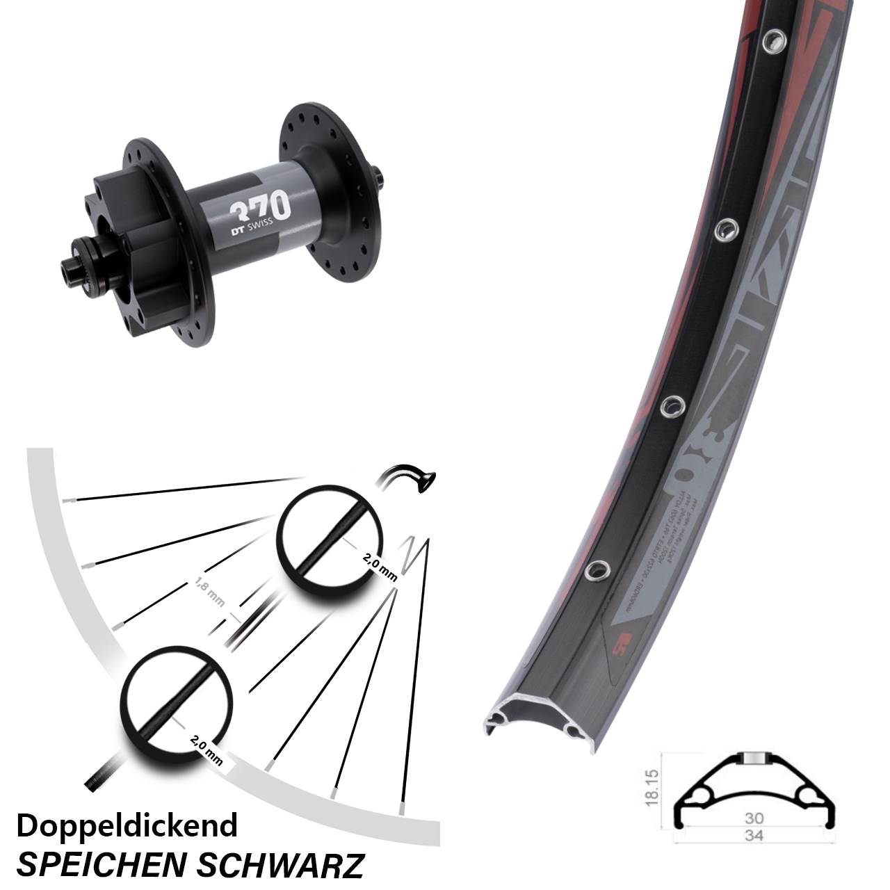 Rodi TRYP 30 DT Swiss 370 29 Zoll Vorderrad 6-Loch QR
