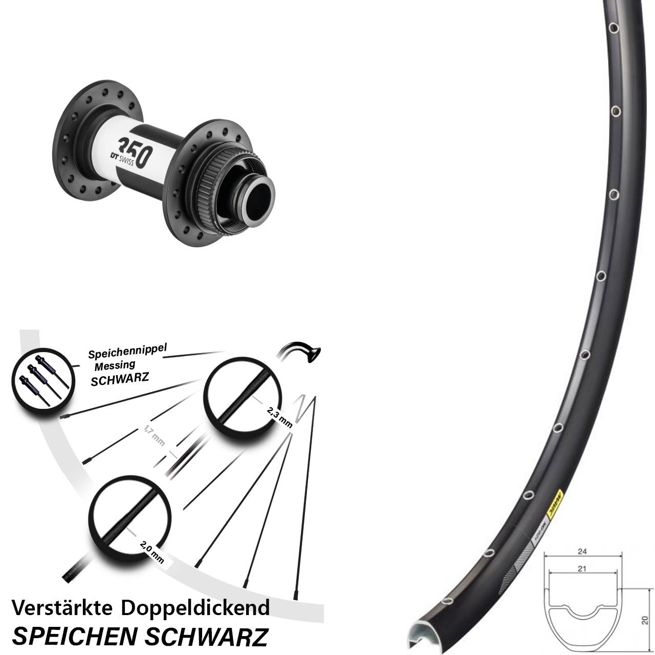 Disc Laufrad 29 Zoll Mavic XC621 DT Swiss 350 15x100