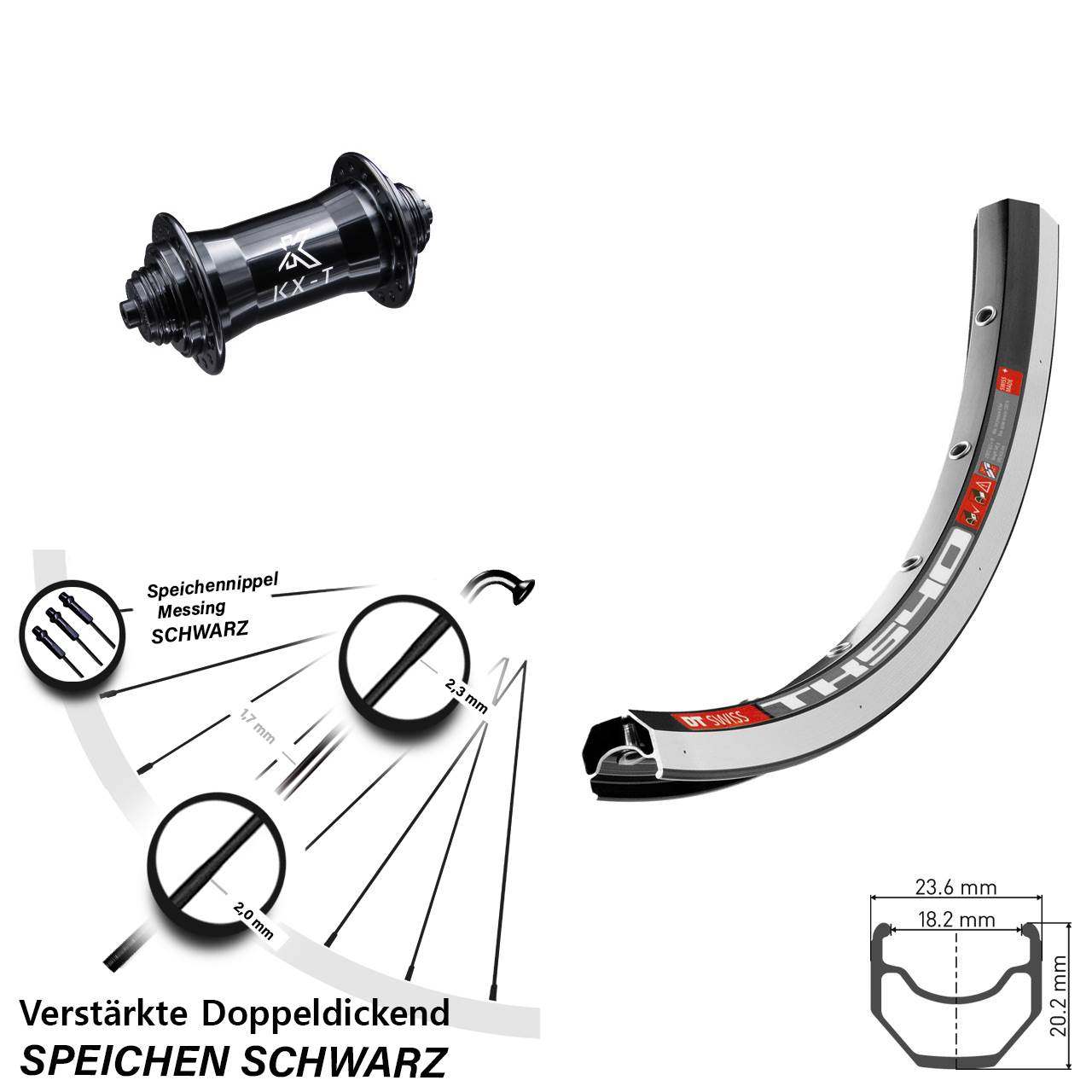 Vorderrad 28 Zoll DT Swiss TK540 KX-T für Schnellspanner
