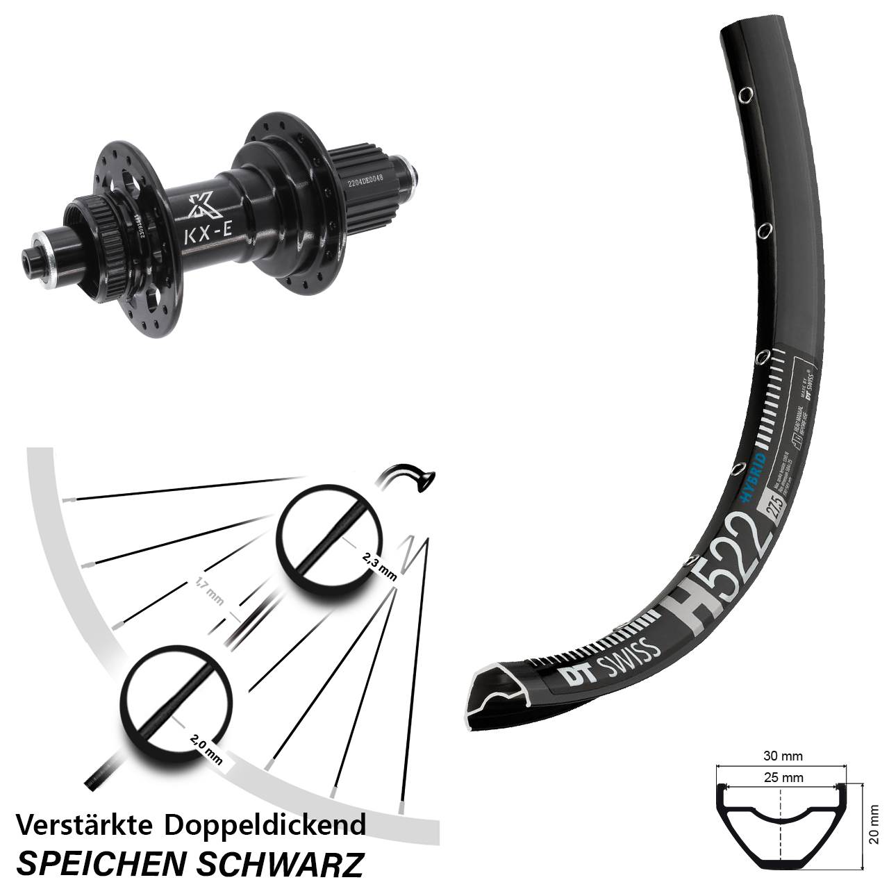 650B DT Swiss H 522 KX-E Disc Laufrad QR Boost Shimano Micro Spline