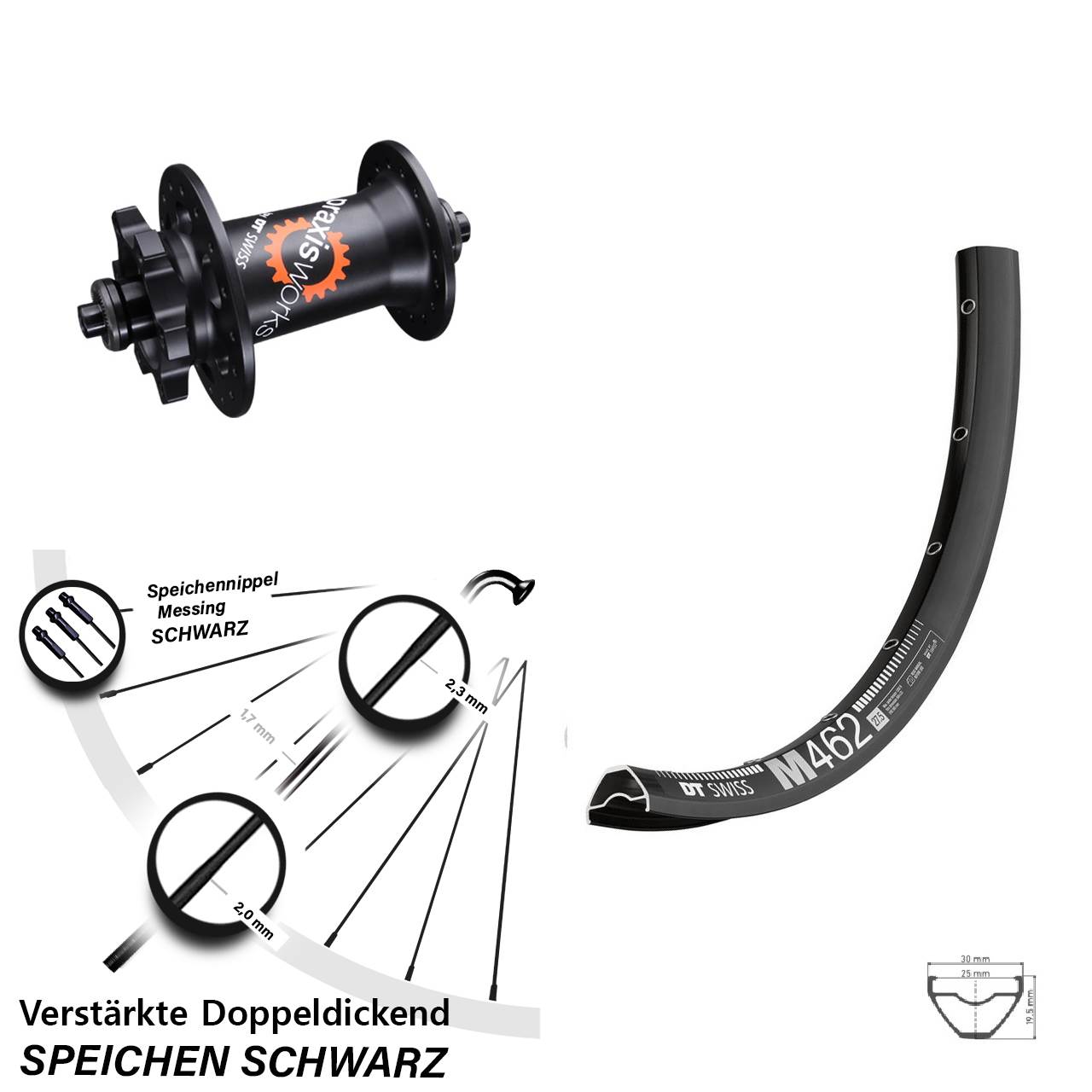 27,5 Zoll DT Swiss M 462-350 Disc Vorderrad QR