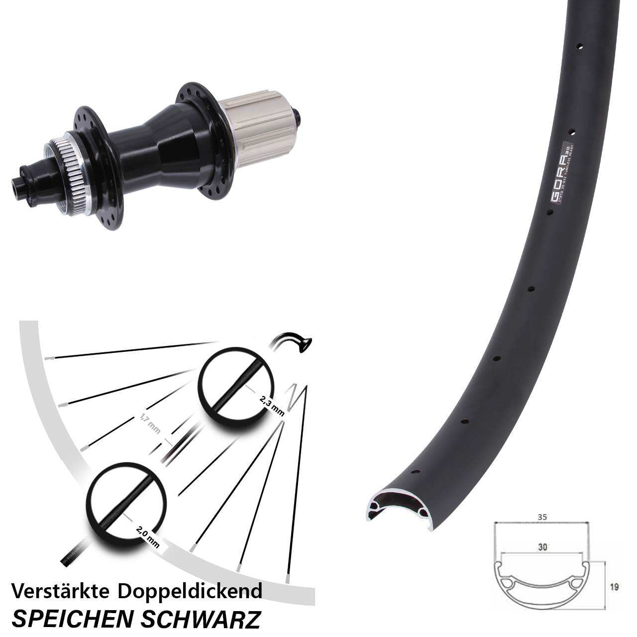 26 Zoll Gora 30 Novatec CL135 Disc Laufrad für Schnellspanner 8-12 fach HG