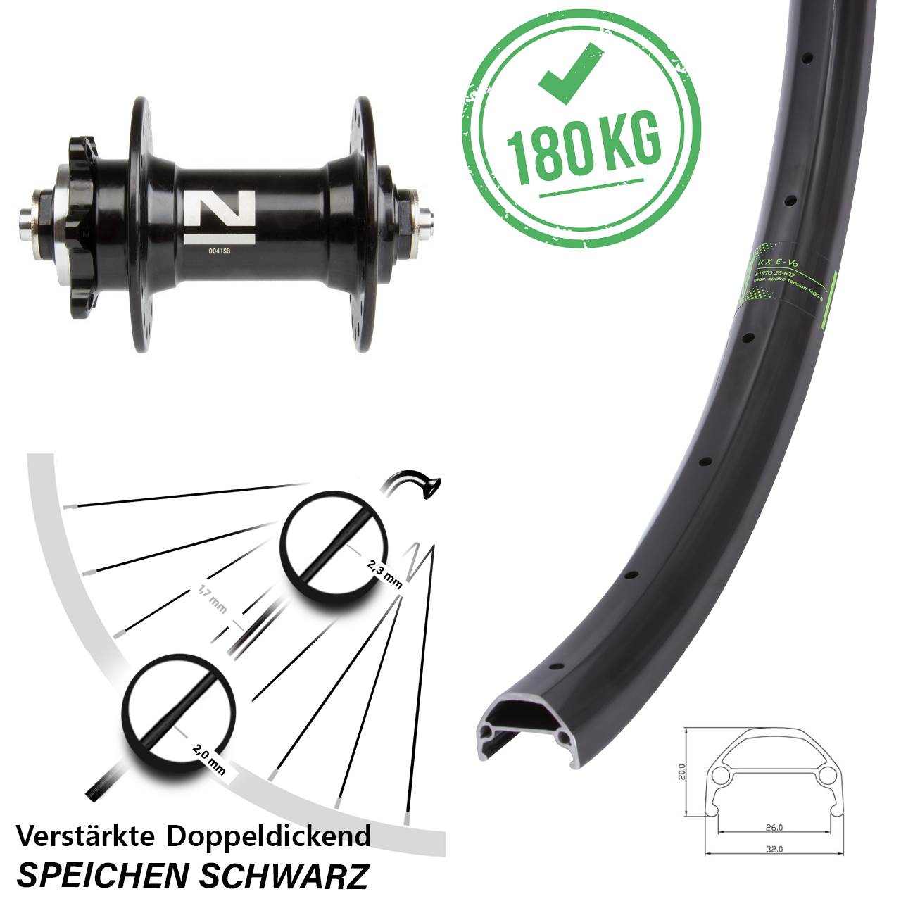 650B KX Evo Novatec D041 6-Loch Vorderrad QR