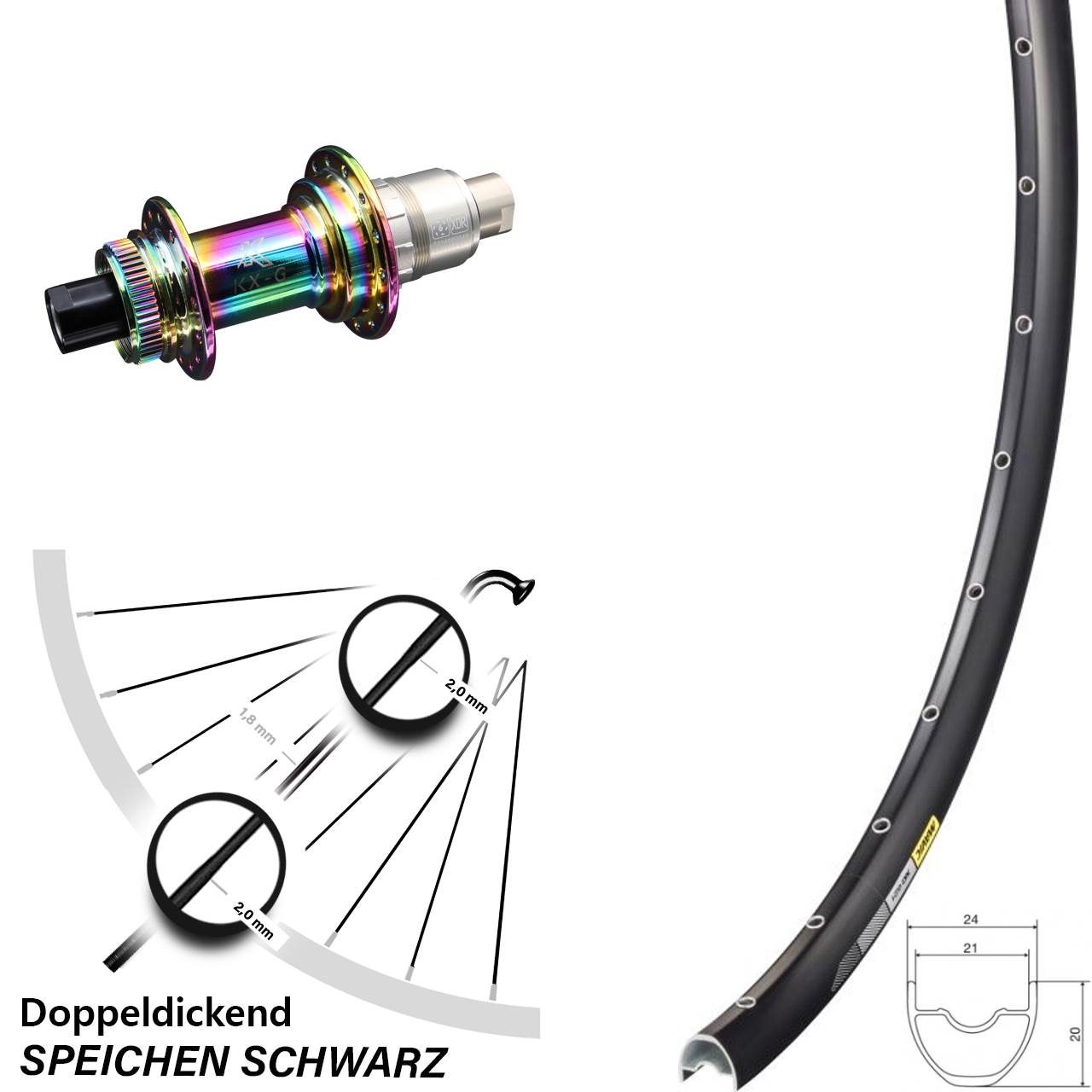Disc Laufrad 12x142 28-29 Zoll Mavic XC 621 KX-G Oilslick