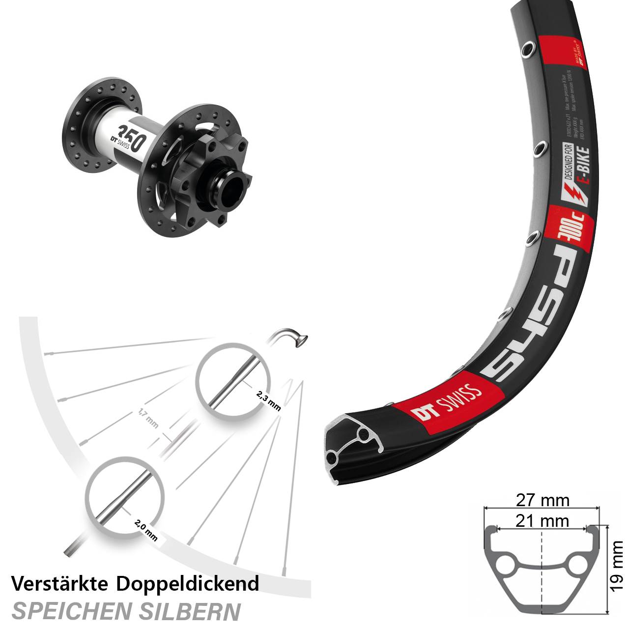 6-Loch Vorderrad 15x100 28-29 Zoll DT Swiss 545-350