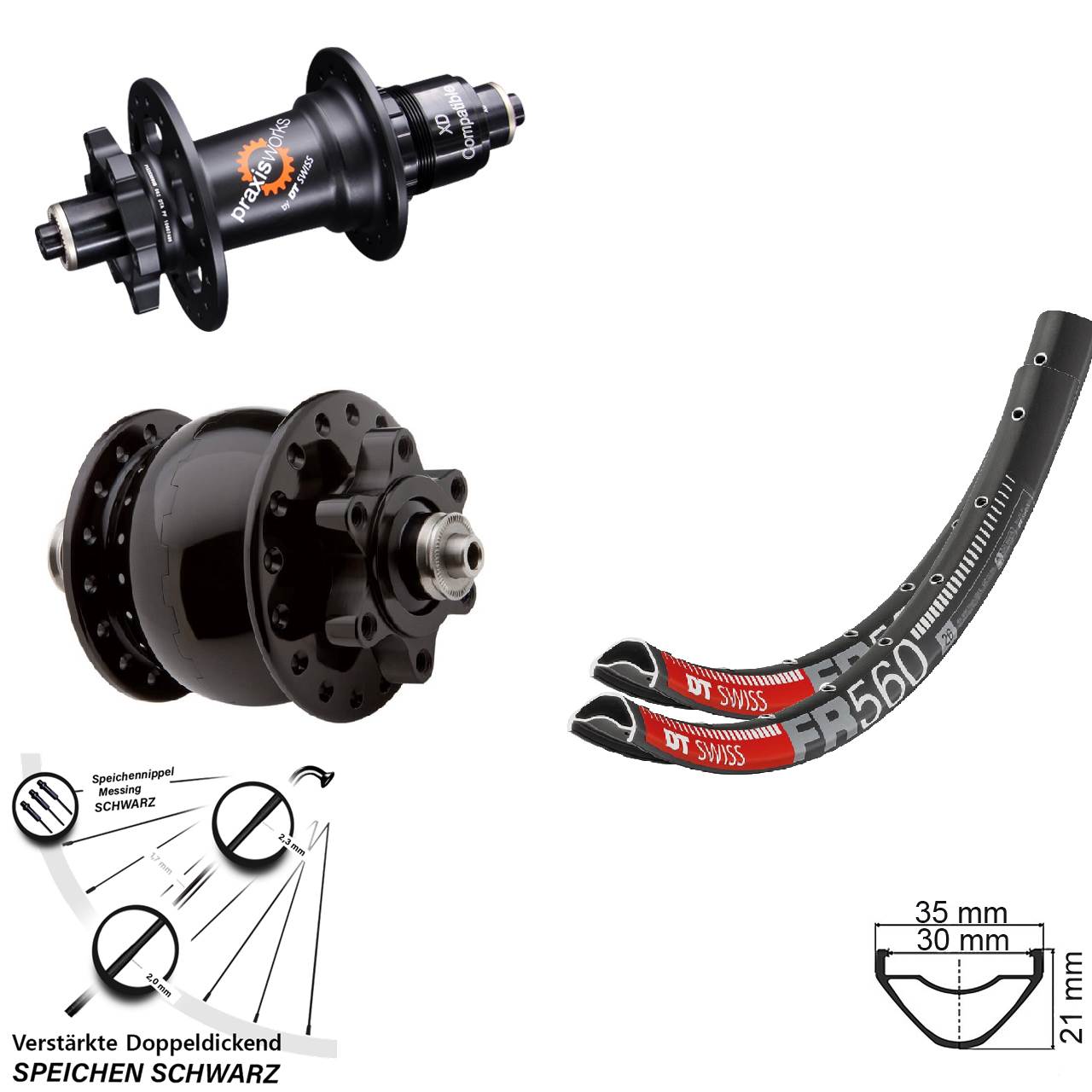 Disc Laufradsatz für Schnellspanner 26 Zoll DT Swiss FR560 350 SON 28 SRAM XD