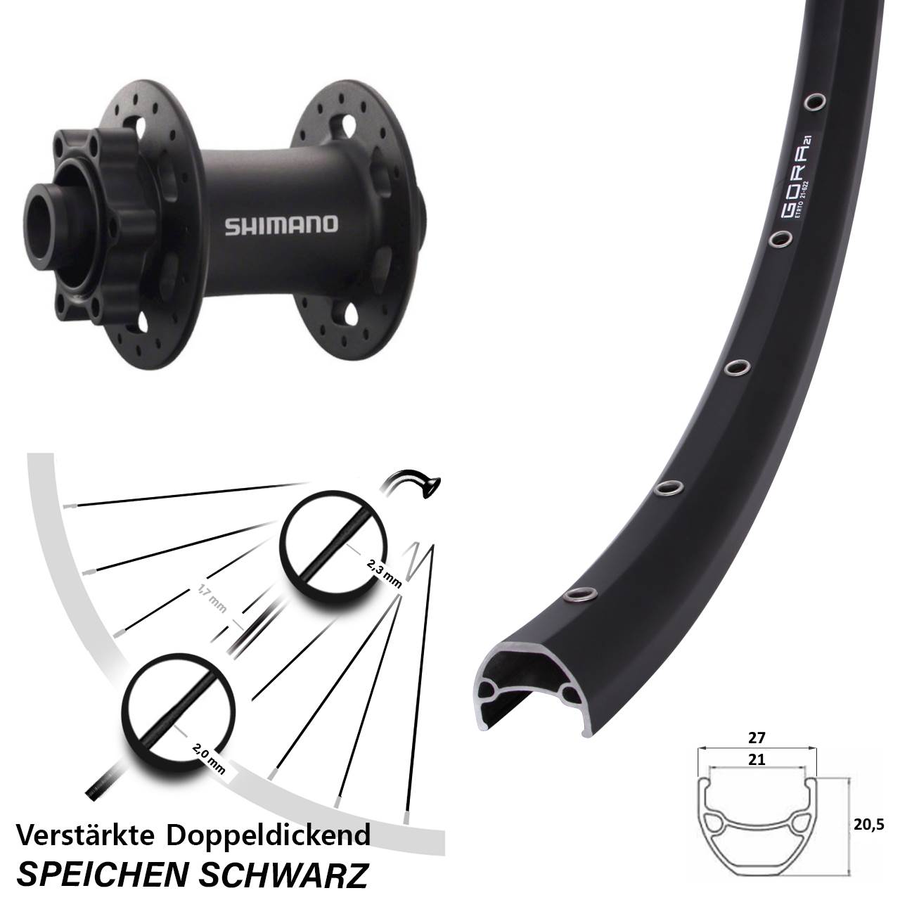6-Loch Vorderrad 15x100 29 Zoll Gora 21 Shimano Deore XT